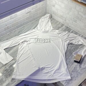 Nike White Long Sleeve Hoodie Dri-Fit T-Shirt